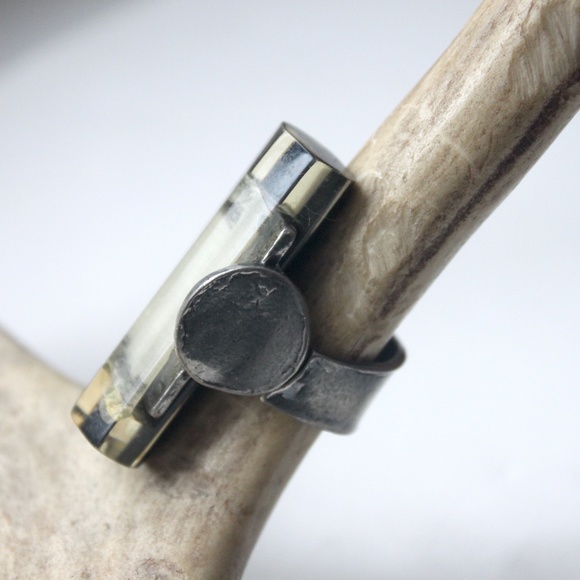 Anne-Marie Chagnon extra large bague ring wide pewter resin étain size US 8 - Picture 12 of 14